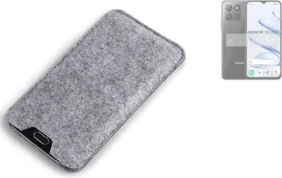 Produktbild von K-S-Trade Filz Handyhülle kompatibel mit Honor 70 Lite Schutzhülle Filztasche Filz Tasche Case Sleeve Handy Hülle Filzhülle grau