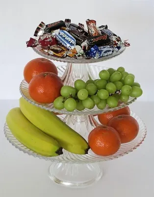 Produktbild von 3er Set Glasteller mit Fuß, 3-stöckige Etagere, Gebäcketagere, Servierschale, Obstständer, Glasetagere, Servierplatte, Gebäckschale