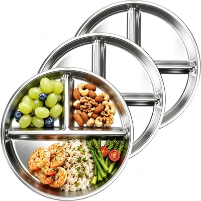 Dinner-Teller 3er-Pack, 23 cm, Metall, spülmaschinengeeignet