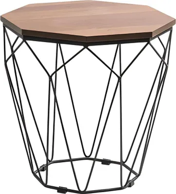Immagine prodotto di Tavolino moderno con piano in legno e struttura in metallo a forma di diamante
