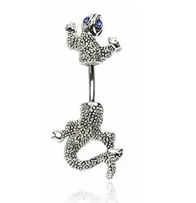 Produktbild von Taffstyle Bauchnabelpiercing Reverse Bauchnabelpiercing Stecker Eidechse Kristall Augen, Blau