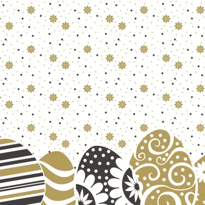 Produktbild von RP 20 Servietten Easter Ornaments - Punkte an Ostereier schwarz-gold 33x33cm