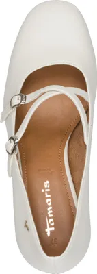 Produktbild von Tamaris Damen Riemchenpumps zwei gekreuzte Riemen und Karree Spitze 1-22412-46, Größe:41 EU, Farbe:Weiß