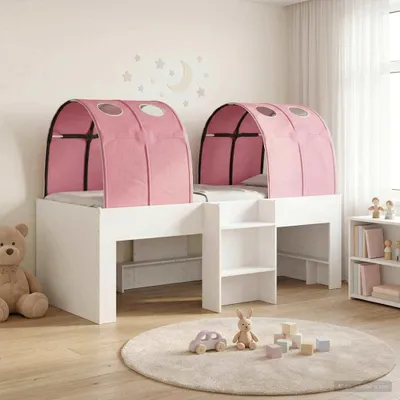 Produktbild von Möbel Bett mit Tunnel 4 pcs Weiß und Rosa HolzwerkstoffGartensofas - Gartensofas c4987