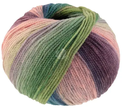 Produktbild von Lana Grossa FARFALLA 100 g Kettengarn aus extrafeiner Wolle 340 m Farbe 008 - Zartrosa/Rosa/Grau/Grünbeige/Hellgrün/Mittelgrün/Dunkelgrün