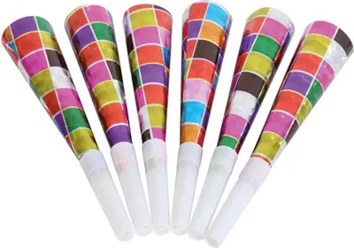 Produktbild von 6 Stück Party Tröten Pfeiffer Karneval Fasching Halloween Party Cosplay bunt