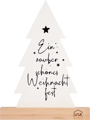 Produktbild von UNUS® Tannenbaum-Aufsteller aus Bambus & Metall Weiß, Nachhaltige Weihnachtsdeko
