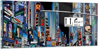 Produktbild von Bilder auf glas - Manhattan New York Straße - 120x50cm - Glasbilder - Wandbilder - Kunstdruck - zum Aufhängen bereit - Wanddekoration aus Glas - Glas Bilder - Wandbild auf Glas - GAB120x50-2720