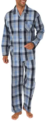 Obrázek produktu pro Pánské pyžamo na knoflíky s elegantním ginghamovým vzorem - 191 101 91 430 ; námořnická modrá , 48 cm