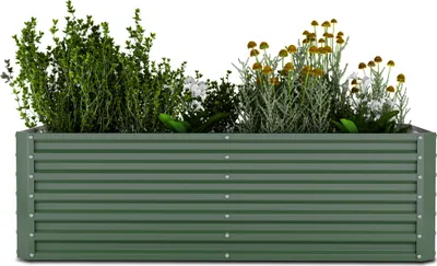 Image de Blumfeldt Jardinière rurélevée High Grow Straight, 1200 L en acier Galvalume anti rouille, Design ergonomique & montage facile, Structure ouverte pour fleurs, herbes & légumes