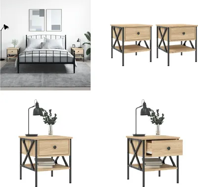 Image de vidaXL Tables de nuit 2 pcs chêne Sonoma 40x42x45 cm Bois composite - Table de nuit - Tables de chevet - Armoire - Table de nuit