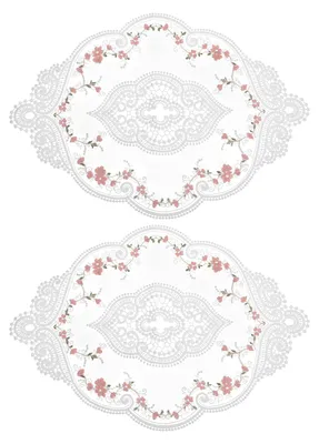 2er-Set ovale Spitzenplatzdeckchen, 30x44 cm, weiß