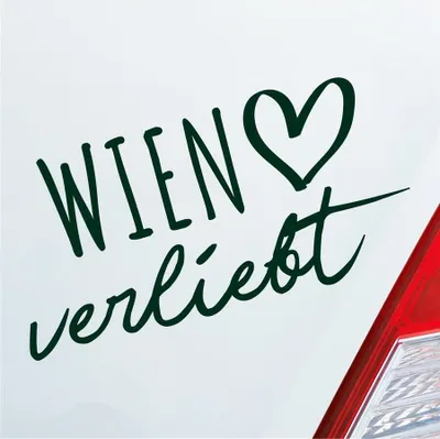 Produktbild von Auto Aufkleber Wien verliebt Herz Stadt Heimat Liebe Car 19x10 cm Dunkelgrün Sticker Heckscheibenaufkleber