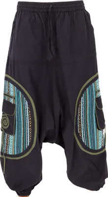 Produktbild von Haremshose, Pluderhose, Pumphose, Aladinhose - Schwarz/grün, Herren, Baumwolle, Größe: S/M
