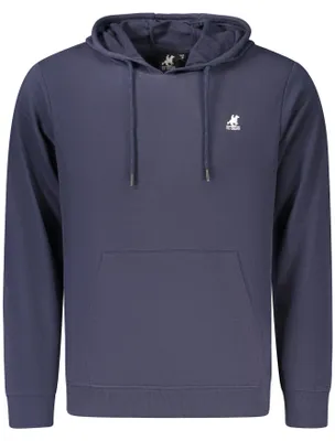 Produktbild von Blauer Langarm Herrenpullover mit Kapuze und Logo-Druck
