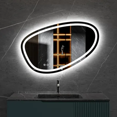 Image de Miroir - Blanc chaud et blanc froid - anti-condensation et 90cm x 60cm