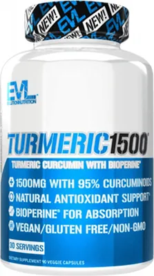 Produktbild von EVL Nutrition Turmeric Curcumin (90 Caps) Unflavored - Vitamine,  Mineralien & Gesundheit - Kräuter