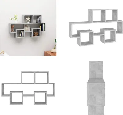 Image de vidaXL Wandregal in Autoform Betongrau 82x15x51 cm Holzwerkstoff - Wandregal - Wandregale - Wandablage - Wandablagen