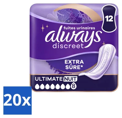 Produktbild von 20 x Always Discreet Ultimate Night Inkontinenz-Einlagen - Vorteilspackung - 20 Stücke