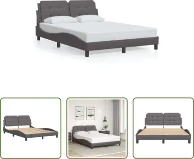 Produktbild von The Living Store Bettgestell mit Kopfteil Grau 140x200 cm Kunstleder