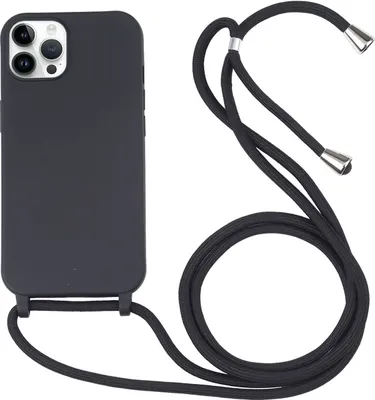 Produktbild von Mobigear Lanyard iPhone 16 Pro Silikon Handykette - Schwarz