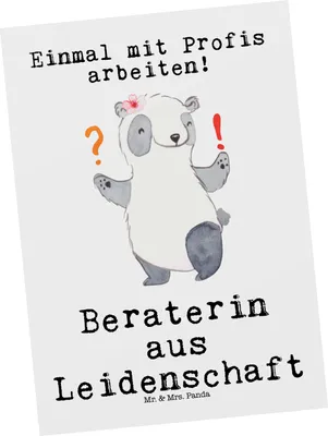 Produktbild von Mr. & Mrs. Panda Postkarte Beraterin Leidenschaft - Weiß - Geschenk, bildkarte, Grußkarte, Ansichtskarten, Finanzberaterin, Witzig, Spruch, Ansichtskarte, Beruf, Lustig