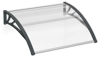 Immagine prodotto di QEENTOE, tettoia per porta d'ingresso, 120x100 cm, copertura trasparente in policarbonato con supporto in PP, pensata per proteggere l'ingresso di una porta e l'area esterna, colore grigio