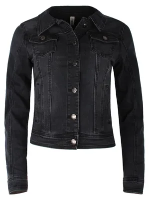 Produktbild von Fraternel Damen Jacke Jeansjacke Denim Jacket talliert Stretch Schwarz XXL / 44
