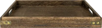Obrázok produktu pre QUVIO Podnos s uškami - Dekoratívny podnos okrúhly - Servírovací podnos - Dekoratívna miska - Podnos na sviečky - Servírovací podnos - Drevo - 24 x 36 x 4 cm (dxšxv) - Hnedá