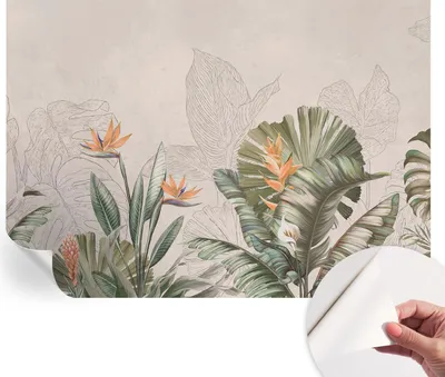 Produktbild von Selbstklebende Wandtapete - Dekorative Tapete für Wohnzimmer - Klebefolie für Wandbilder - Tapetenfolie für Wanddekoration - 208x146 cm - Tropische Blumen