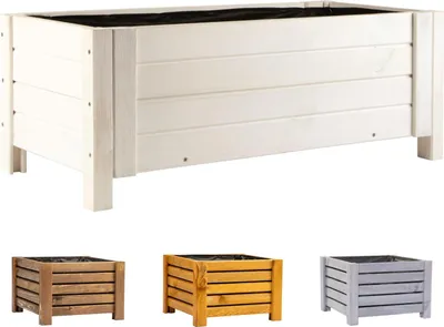 Produktbild von Blumenkasten aus Holz - Rechteckig Weiß 79x39x30cm - Pflanzkasten in 4 Farben und 2 Größen