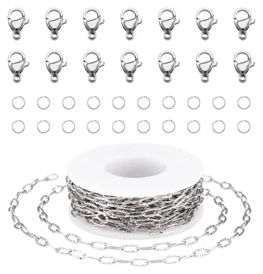 5 m Edelstahl-Scharnierkette mit Verschlüssen für Schmuck
