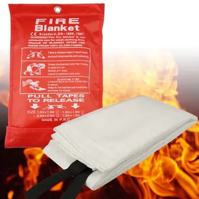 Branddecke für Zuhause und draußen - 1m x 1m flammhemmende Decke für Küche, Grill und Auto