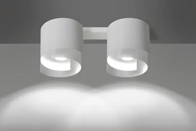 Produktbild von Deckenleuchte Weiß Metall 2x GU10 40 cm breit Modern Design Deckenlampe Wohnzimmer Flur