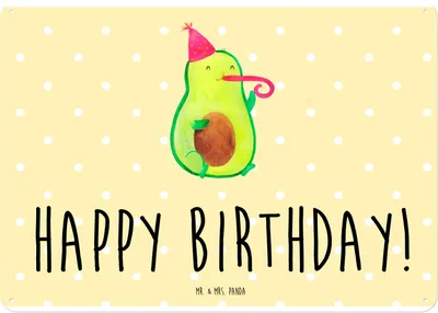 Produktbild von Mr. & Mrs. Panda tafel Avocado Geburtstag DIN A4 - Gelb Pastell - Geschenk, Party, Alles Gute, Schild, Türschild, Retro Blechschild, Wandbild, Happy Birthday, Frucht
