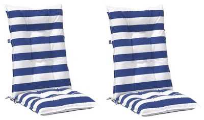 Image de vidaXL Coussins d'extérieur, lot de 2, bleu et blanc, 120 x 50 x 7 cm, tissu