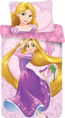 Obrázek produktu pro Disney Rapunzel dětské povlečení princezna růžová se zipem Povlak na peřinu 140x200 cm, povlak na polštář 70x90 cm, 100% bavlna