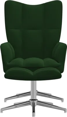 Produktbild von vidaXL Relaxsessel mit Hocker Dunkelgrün Samt