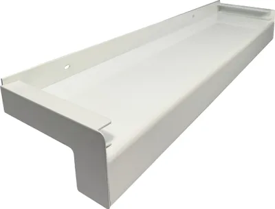 Produktbild von Aluminium Fensterbank weiß, Ausladung: 195 mm, Rasterlänge: 1000 mm Aluminiumabschluss mit Putzkante (Paar)