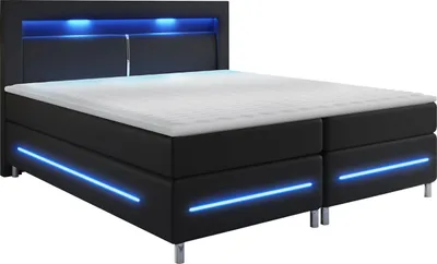 Produktbild von MIRJAN24 Boxspringbett Milano, Polsterbett mit Matratze, Stilvoll Doppelbett, LED-Beleuchtung (Farbe: Soft KM 100 Größe: 160x200 cm)