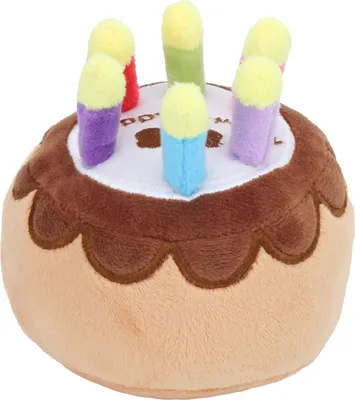 Produktbild von 1 Stück Hunde-Geburtstagskuchen-Spielzeug, Plüschkerze, Quietschspielzeug, Kauspielzeug für Hunde
