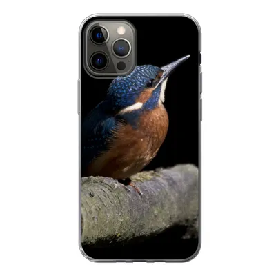 Produktbild von MuchoWow® Handyhülle Schutzhülle Hülle für iPhone 13 Pro Eisvogel - Zweig - Federn - Schwarz Silikon Softcase Handy Hülle - Handy-Tasche