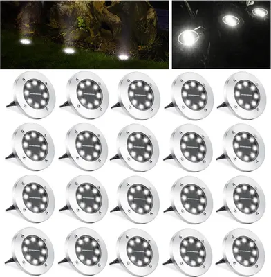 Produktbild von Tianpeng 20 x LED Solarlampe Bodeneinbaustrahler Solar Bodenleuchte Bodenlampe Außen 8Leds,Kaltweiß