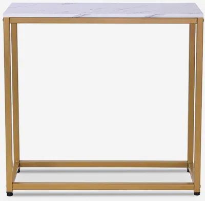 Immagine prodotto di Consolle moderna da ingresso in metallo 80x30x75cm Nigel - Effetto marmo bianco
