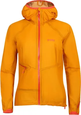 Windbreaker-Jacke CYCLONE LADY von DirectAlpine in leuchtendem Orange mit Kapuze und Reißverschluss.