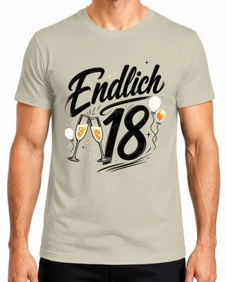 Immagine prodotto di Finalmente 18 anni, maggiorenne. Bicchieri da spumante, scritta "Statement", sarcasmo. T-shirt da uomo, motivo: natura, taglia XXL