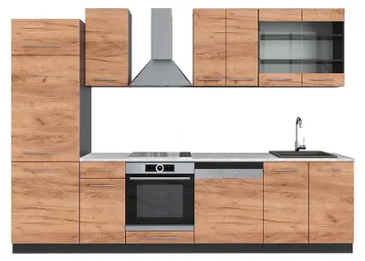 Immagine prodotto di Cucina componibile Vicco Fame-Line Rovere dorato/antracite 300 cm , PL Marmo, Model 42499