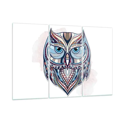 Produktbild von Bilder auf glas - Owl aztekische Tierwelt Grafik - 165x110cm - Glasbilder - Wandbilder - Kunstdruck - zum Aufhängen bereit - Wanddekoration aus Glas - Glas Bilder - Wandbild auf Glas - GCE165x110-3086