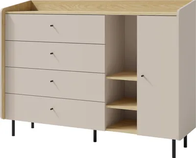 Produktbild von Furniture24 Kommode Alessio Ae7 Sideboard 155 X 115 X 42 Cm Sandbeige/Eiche Geölt