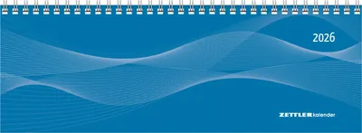 Produktbild von Zettler Tisch-Querkalender Profi blau 2026 - Wochenkalender 30 × 11 cm, 1 Woche/2 Seiten, mit Notizblatt & Jahresübersicht, Zeiteinteilung 8-21 Uhr, Monatsregister, Ringbindung,